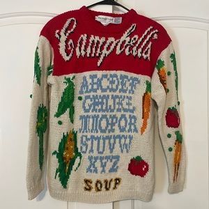 Vintage The Eagles Eyes 90's Rare Campbells Soup ‘Ugly’ Christmas Sweater Small
